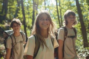 Klassenfahrt nach Rheinland Pfalz Kinder im Wald ki mid