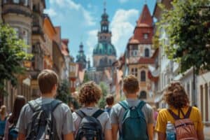 Kinder lernen auf der Klassenfahrt nach Sachsen