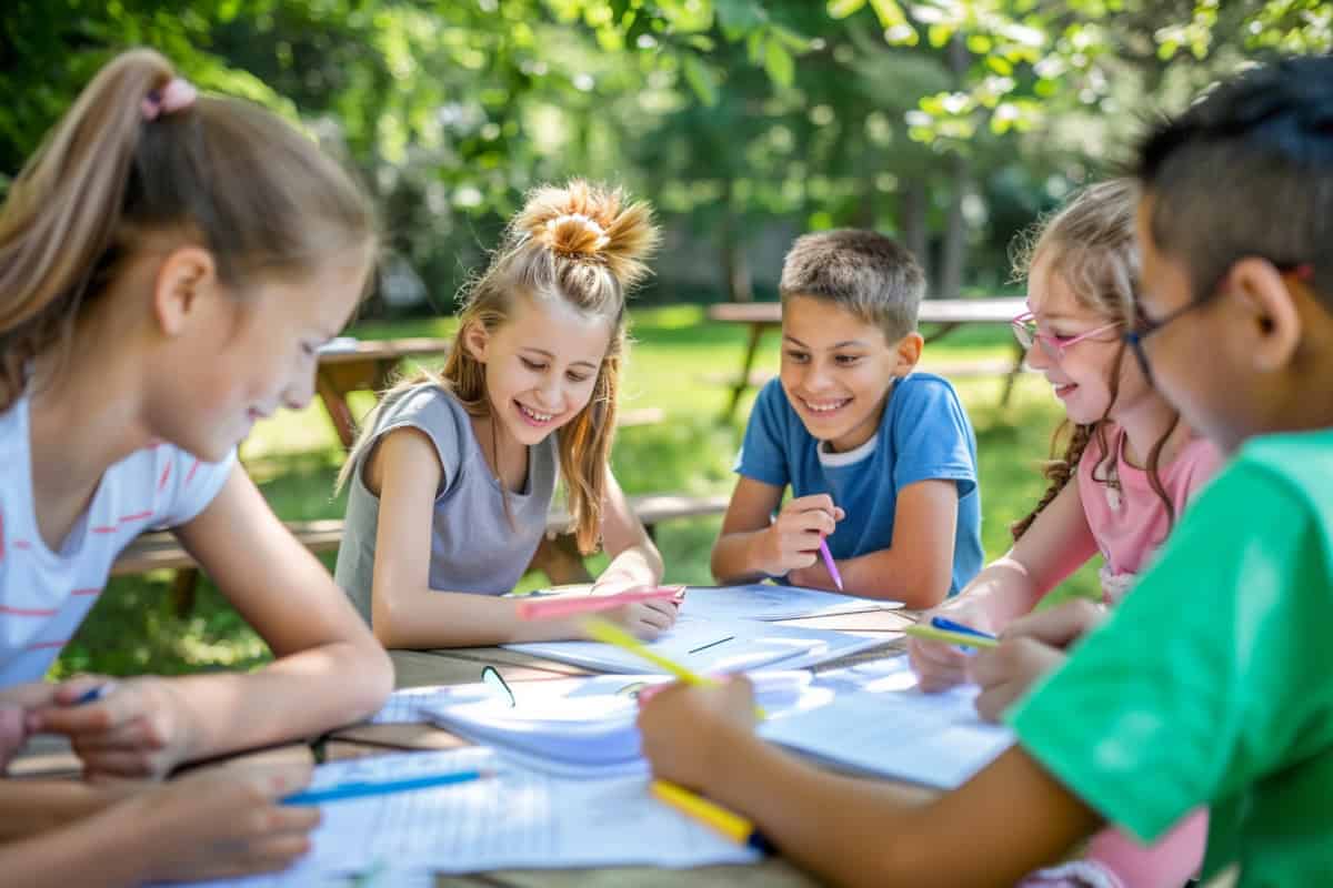 Sprach Klassenfahrt Kinder lernen in der Natur